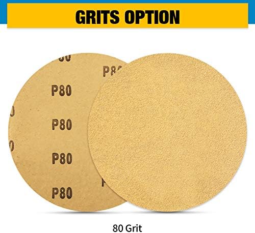 S SATC 100 PCS PSA Sanding Discs 6 Inch Adhesive Backed Sandpaper 80 Grit Sander Attachment for Drill Self Stick Aluminum Oxide Round Automotive Sandpaper with Sticky Back