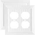 Pure White Classic Beadboard Wall Plates,Light Switch Covers,Electrical Outlet Covers, Switch Plates of Various Combination, Nature Bamboo Fiber Wall plate (2 Gang Duplex 2 Pack)