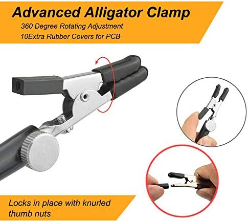 NOEVSBIG Magnetic Helping Hands Soldering Station with Large & Heavy Duty Base, 6 PCB Holders,5 Flexible Arms with Precision 360 Degree Alligator Clip Helping hands for Soldering Electronic Repair DIY