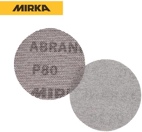 Mirka Abranet 3 Inch 80 Grit Mesh Sanding Discs, Hook and Loop, 50 Pack