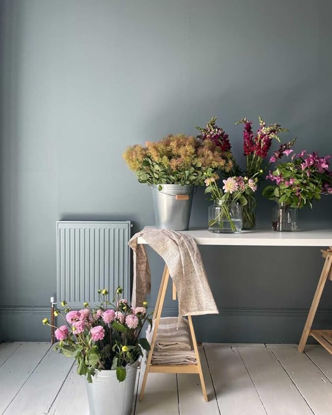 Annie Sloan Satin Paint (Cambrian Blue, 25 Fl Oz/750 mL). Soft sheen for interior wood and metal. Self-leveling, all-in-one paint with no wax or lacquer required.
