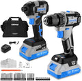 Cordless Drill & Impact Driver: DEKOPRO 20V Brushless Power Drill and 20V Brushless Impact Driver Set, Power Tool Set with 2 x 2.0Ah Batteries, Charger, Bag& 52 x Accessories-Blue
