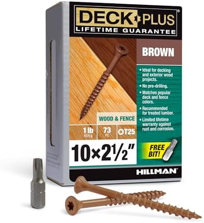 Deck Plus Deck Screws, #10 x 2-1/2in, 73 Pack, Brown