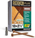 Deck Plus Deck Screws, #10 x 2-1/2in, 73 Pack, Brown