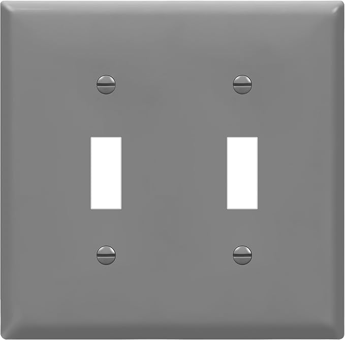 ENERLITES Toggle Light Switch Wall Plate, Gloss Finish, Size 2-Gang 4.50" x 4.57", Unbreakable Polycarbonate Thermoplastic, 8812-GR, Gray