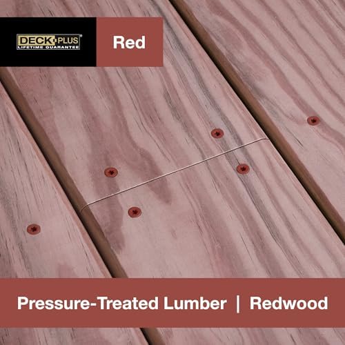 Deck Plus 3 Inch Epoxy Coated Exterior Wood and Fence Screws #10 x 3 Torx/Star Drive Included Coarse Thread, Outdoor Rust Resistant Decking Screw, Red, 1lb Box, 62 Pieces | 48432 (Pack of 2)