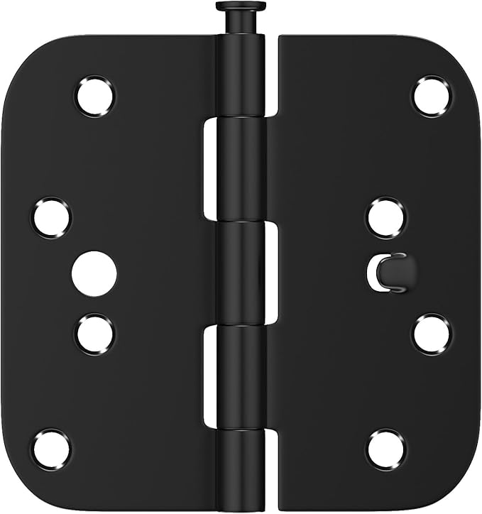 goldenwarm Black Door Hinges 4inch 3 Pack Security Door Hinges, Interior/Exterior Matte Black 4" Hinges with 5/8" Radius Corner for Doors Reversible Full Mortise Combination