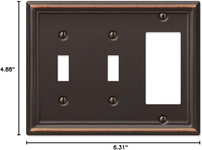 Amerelle 149TTRDB Chelsea Wallplate, 2 Toggle / 1 Rocker, Steel, Aged Bronze, 1-Pack