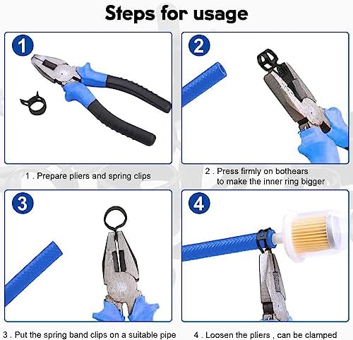 20pcs 0.43" ID Constant Tension Band Hose Clamps, 11mm Spring Band Type Action Hose Clamp Manganese Steel Fuel Line Clamp Low Pressure Air Clip Clamp for Fuel Hose Line Water Pipe Air Tube black