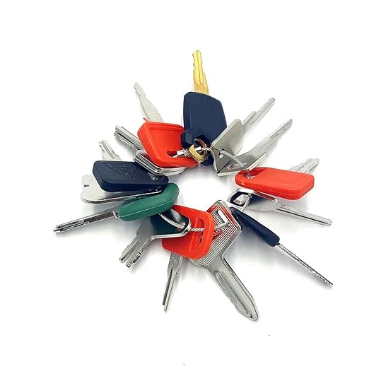 15PCS Heavy Construction Equipment Keys Set,Machinery Operator Ignition Keys Compatible with JD Volvo Caterpillar JCB Case Takeuchi Genie Bobcat Hitachi JLG Toyota