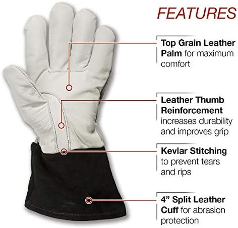 Lincoln Electric DynaMIG Traditional MIG Welding Gloves | Top Grain Leather | 2XL | K3805-2XL,White