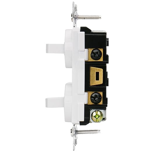 Baomain 2-Pack Double Toggle Light Switch with Wall Plate,15 Amp 125V Two Single Pole Residential Grade,On/Off Electrical Wall Switch Self-grounding, Glossy White ETL Certified