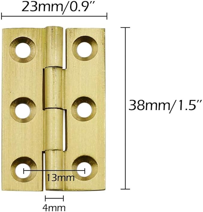 Mini Solid Brass Hinges Cabinet Drawer Butt Hinges for Jewelry Chest Wood Box,1/1.5/2.5Inch,Butt Hinges,8PCS (1.5Inch)