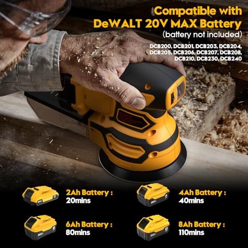 Cordless Orbital Sander for Dewalt 20V Battery, Yellow