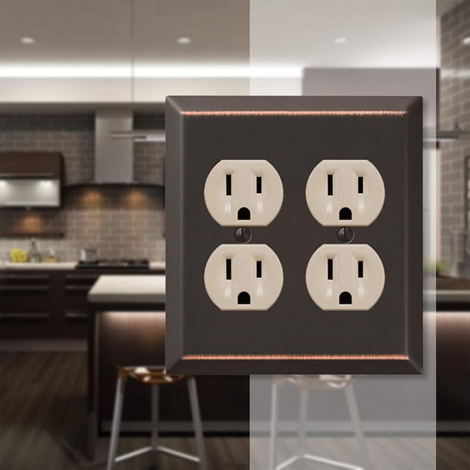 Amerelle 163DDDB Century Wallplate, 2 Duplex, Steel, Aged Bronze, 1-Pack