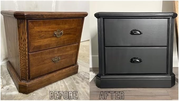 Non-Toxic Furniture Paint Vintage Chalk Paint for Wood/Metal/Glass, Indoor/Outdoor Use No Sanding & Primer Needed Matte Finish Cabinet Paint, Waterbased | Acrylic | Crafts for DIY Projects 4oz/118ml (Black)