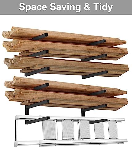 Lumber Storage Metal Rack, 3-Level Wall-Mounted Organizer and Wood Rack, Indoor & Outdoor Storage Solution for Workshop or Garage - 2 Pack