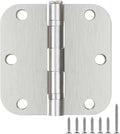 1 Pack Brushed Nickel Door Hinges 3.5 Inch Durable No Squeak Integral Ball Bearing Door Hinges 3 1/2" Rounded Interior Exterior Hinge for Doors Retreat Bedroom Mansion Villa Penthouse Door Hardware