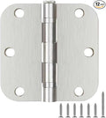 12 Pack Brushed Nickel Hinges 3.5 Inch X 3-1/2" 5/8"Radius Durable No Squeak Rounded Interior Exterior Integral Ball Bearing Door Hinges for Flat Bifold Office Bedroom Dorm Indoors New Home Essentials