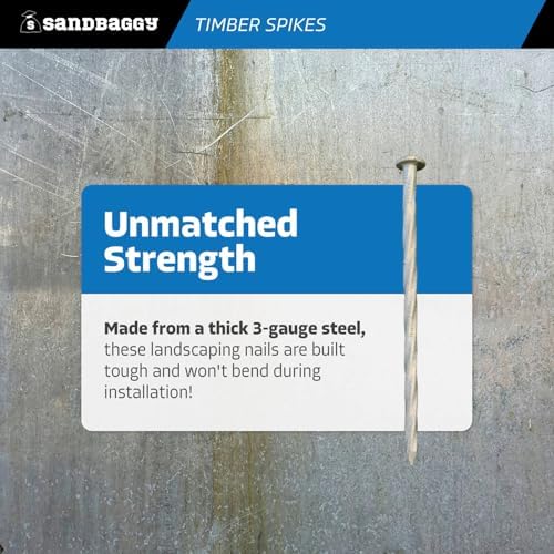 Sandbaggy 6" Spiral Landscape Timber Spikes - Galvanized Steel Nails - Landscaping Stakes, Artificial Turf Pins - 3 Gauge Steel (Metal, 300)