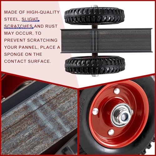 Moving Panel Dolly, Door Dolly 440 Lbs / 200 Kg Load Capacity, up to 2.76'' Width Capacity, Heavy Duty Cart with 8'' Solid Rubber Wheels, Steel Mover for Wood, Plywood, Door, Fence