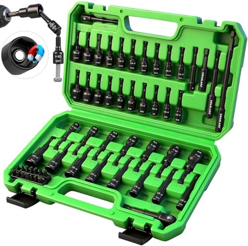 55-Piece Magnetic Nut Driver Set, Metric & SAE 1/4" Hex Shank, Impact Socket Adapters, Snappy Driver Bits, Drill Bit Extension, 14PCS Screwdriver Bit Set