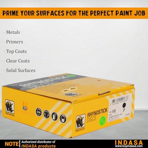 Indasa 5" Rhynostick 100 PCS – 500 Grit PSA Sanding Discs – Flexible Anti-Clog, High-Performance Adhesive Disc Anti-Clog, Dust-Free, Aluminum Oxide + Lubricant Coating, Auto – Wood, Metal, Paint Prep