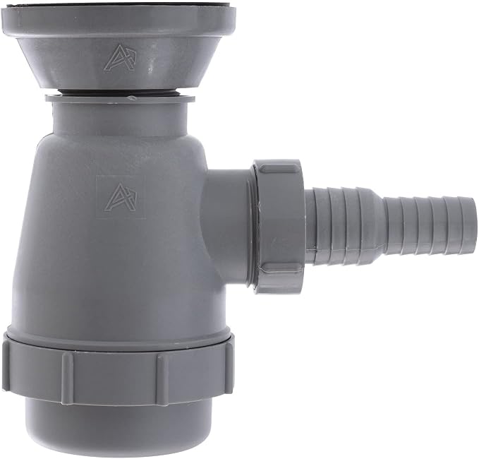 Ambassador Marine - 2 inch Drain, Trap Sink Drain, 3/4 inch & 1 inch Hose Barb, w/Chain Stopper - Brushed Finish - S00-0108-BP-W