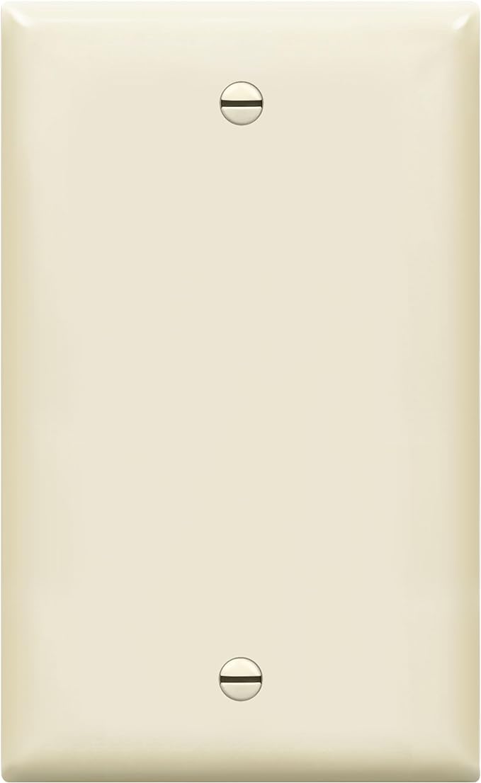 ENERLITES Blank Device Wall Plate, Gloss Finish, Standard Size 1-Gang 4.50" x 2.76", Polycarbonate Thermoplastic, 8801-LA, Light Almond
