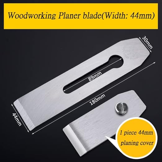44MM 1¾ inch 1.73'' Replacement Iron Blade for Bench Hand Plane Woodwork Planer Cutter Carpentry Edge Trimming Saw Knife Trimmer for Woodworking DIY Tool Set with Planing Cover