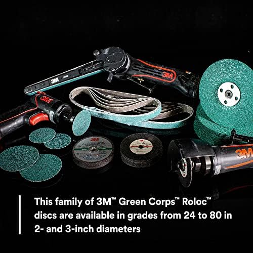 3M Green Corps Roloc Disc, 36527, 80 grit, 2 in, 25 Discs