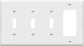 ENERLITES Combination Triple Toggle/Single Decorator Rocker Outlet Wall Plate, Standard Size 4-Gang Light Switch Cover (4.50" x 8.19"), Polycarbonate Thermoplastic, UL Listed, 881331-W, White