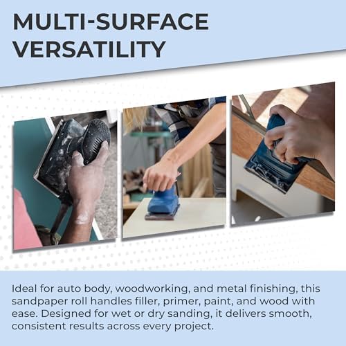 Sunmight Ceramic Film Sandpaper Roll 2.75" x 13.12yd 80G — Hook & Loop Sand Paper Sheets for Auto Body, Car Sanding, Wood, Metal, Longboard Block Tools | Wet Dry Automotive Shop Supplies, Wet Dry Use