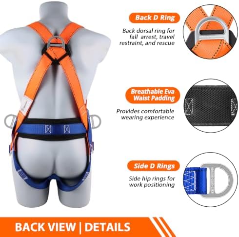 TT TRSMIMA Safety Harness Fall Protection Kit: Full Body Roofing harnesses
