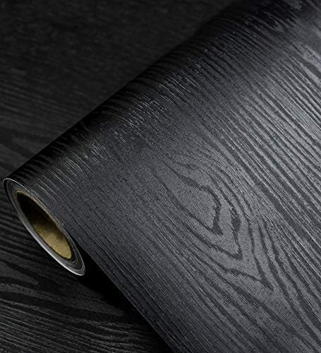 tiltil Black Wood Peel and Stick Wallpaper Wood Contact Paper 17.7" × 393" | Self-Adhesive Wallpaper Removable Waterproof Wall Paper Vinyl for Countertop Furniture Kitchen Countertop Easy to Clean