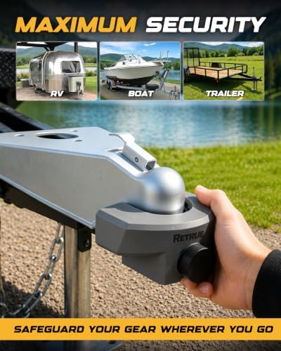 RETRUE Heavy Duty Widened Trailer Hitch Lock for 2 5/16" Ball Coupler, Gray