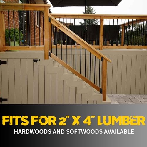 U-Shaped Deck Railing Brackets, 30 Degree Attachment, 2" x 4" Lumber, Stair Handrail Connectors, 2 Pair, Matte Black, Alloy Steel, Deck & Railing Mount, 4 Count