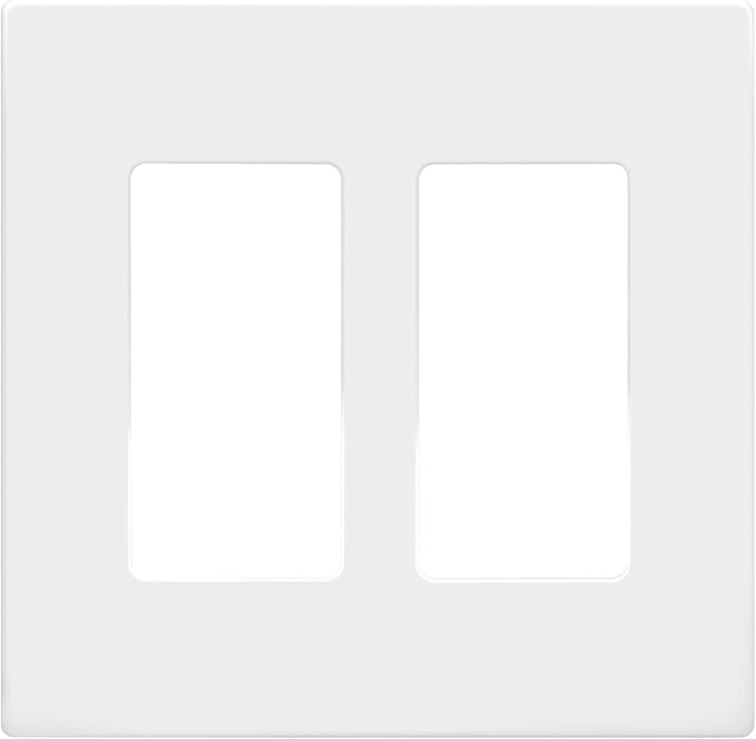 ENERLITES - SI8832-W-STICKER Screwless Decorator Wall Plates Child Safe Outlet Covers, Size 2-Gang 4.68" H x 4.73” L, Unbreakable Polycarbonate Thermoplastic, SI8832-W, Glossy, White