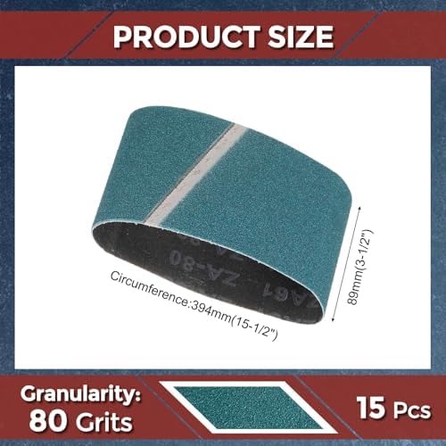 15 Pcs Sanding Belts 3-1/2 x 15-1/2 Inch 80 Grit Zirconia