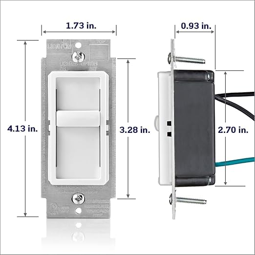 Leviton SureSlide Dimmer Switch for Dimmable LED, Halogen and Incandescent Bulbs, 6672-1LW, White