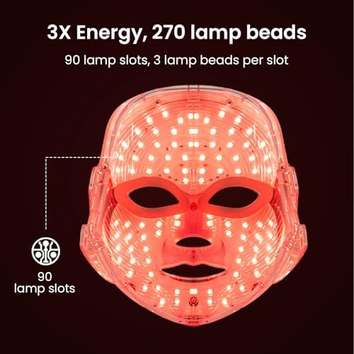 SUERBEATY Red Light Mask For Face, 7-1 Colors Red Light Face Mask, Facial Skincare At Home, Cordless, Portable and Rechargeable