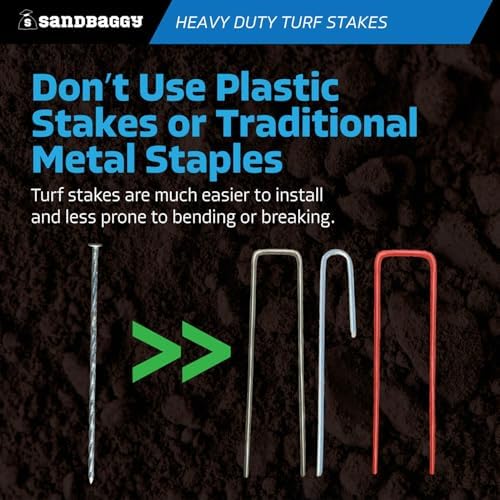 Sandbaggy 12" Heavy Duty Galvanized Artificial Turf Stakes - Spiral Landscape Nails - Ground Spikes/Pins, Synthetic Grass, Lawn, Edging, Weed Barrier Fabric (12 inch - Ultra Heavy Duty, 1000, Count)