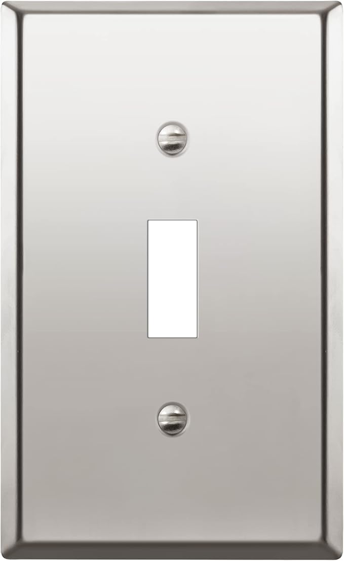 ENERLITES Toggle Light Switch Metal Wall Plate, Stainless Steel 201, Corrosion Resistant, Standard Size 1-Gang 4.50" x 2.76", 7711-PC, Polished Chrome, Silver