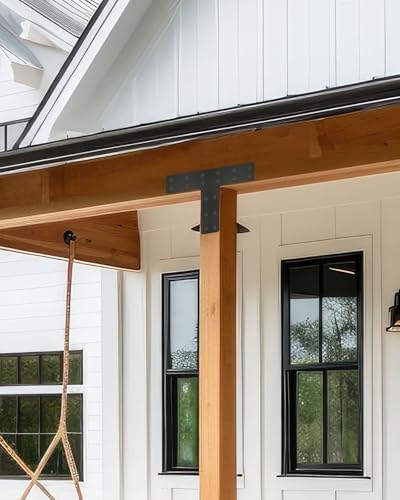 4 Pack T Post Timber Frame Brackets, 14"x10" T Flat Mending Plate