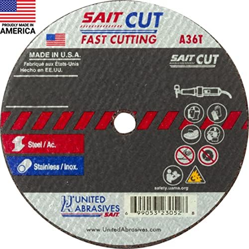 United Abrasives-SAIT 23050 A36T Fast Cutting Thin High Speed Cut-Off Wheels 3" x .035" x 3/8", 100 Pack