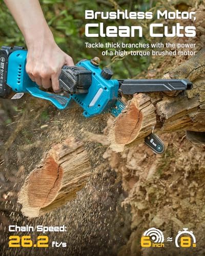 SEESII 2-in-1 Cordless Pole Saws & Mini Chainsaw 6 Inch for Tree Trimming