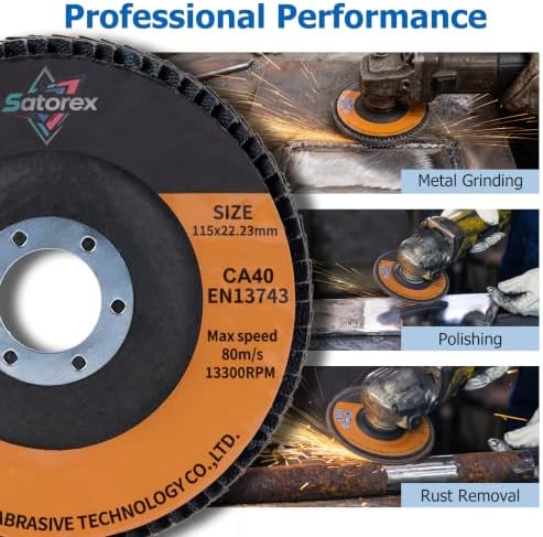 40 Pack 4.5" x 7/8" Premium Calcined Alumina Flap Disc, 40 60 80 120 Grit Type 29, 4 1/2 for Angle Grinder, Flap Sanding Disc for Stainless Steel, Metal, Wood
