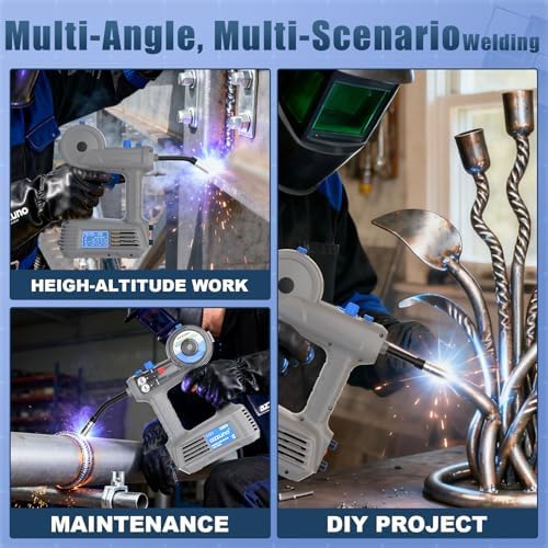 AZZUNO Handheld MIG Welder 110V, 100A Portable Flux Welder, 360° MIG Torch