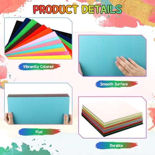 Geelin 18 Pcs 12 x 12 Inches Double-Sided Colored Plywood Sheets 1/8 Thin Craft Wood for Laser Cutting Engraving DIY Crafts Architectural Models Making (Multicolor)