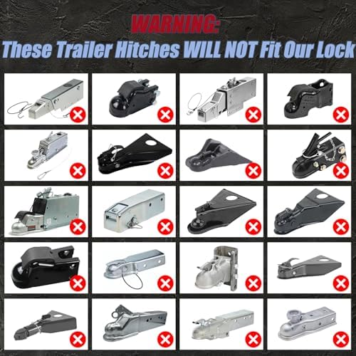 Trailer Hitch Lock for 2 Inch Coupler with Safety Chain Lock, Heavy Duty Anti-Theft Trailer Tongue Coupler Lock for RV, Boat, Utility & Cargo Trailers (Red)